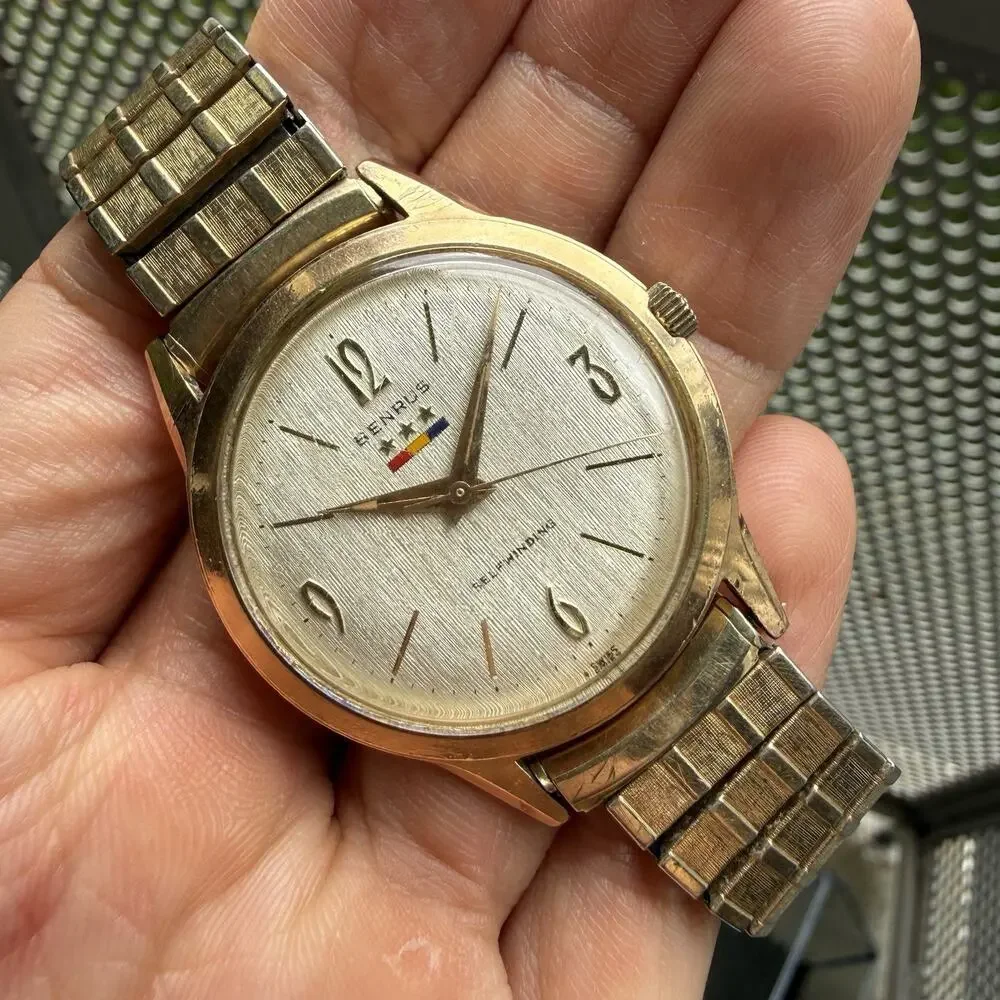 Vintage Benrus 3 Star SelfWinding Automatic 10k Rolled Gold Plated Linen Watch